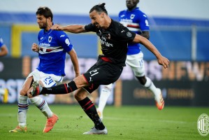  AC米兰边路传中精准，雷比奇凌空抽射轰入死角